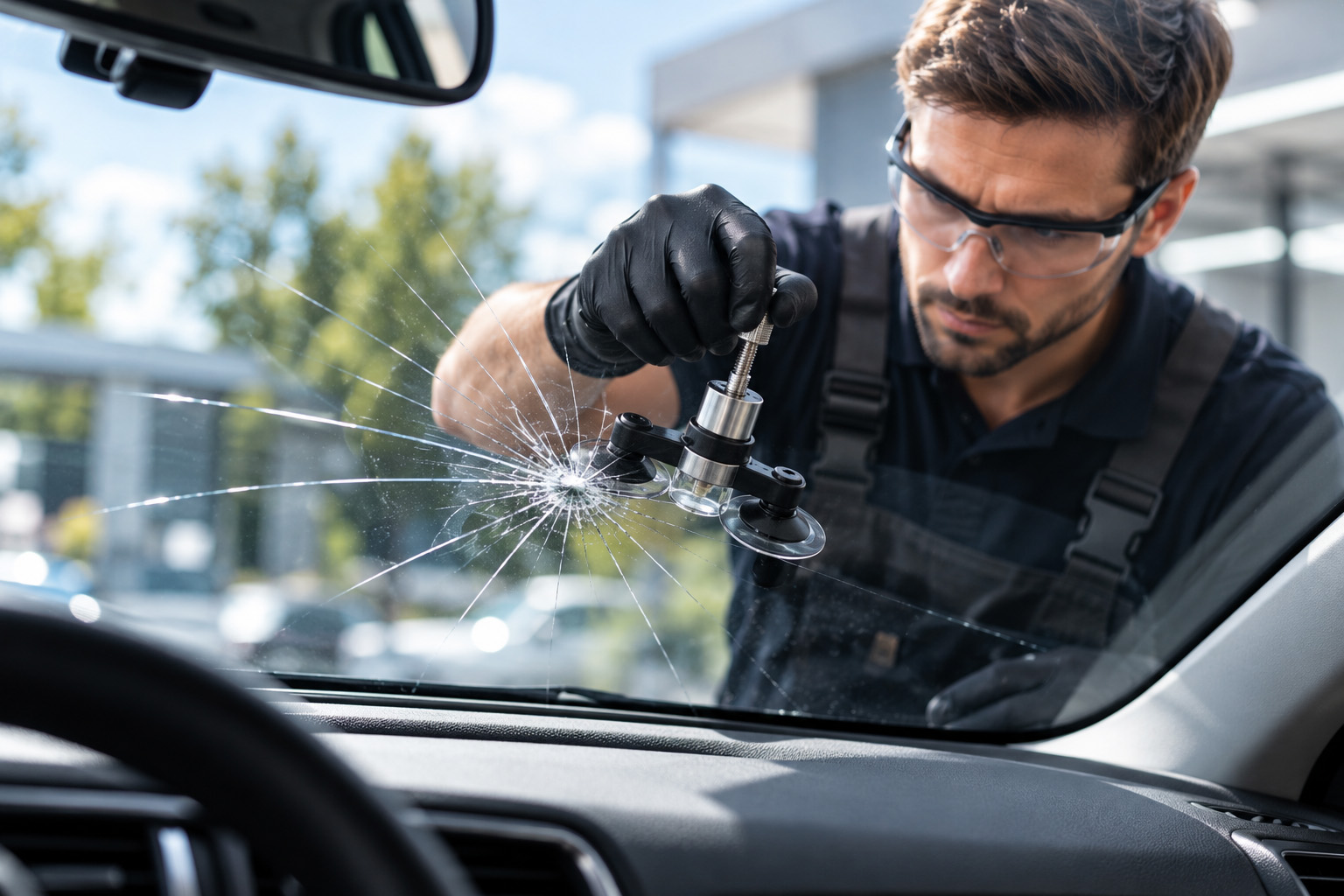Repair bridge on a starred windscreen crack
